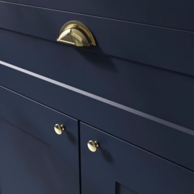 Lot 6 poignées de meuble demi-ronde GoodHome Govlin effet laiton doré l.81mm x l.30mm x H. 30mm entr