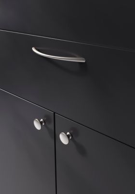 Poignée de meuble nœud GoodHome Primel effet nickel satin gris l.160mm x l.9mm x H. 27mm entraxe 128