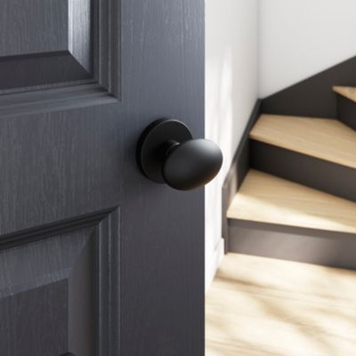 Bouton de porte double ovale GoodHome noir Ø. 65mm x l.45 x H. 66mm
