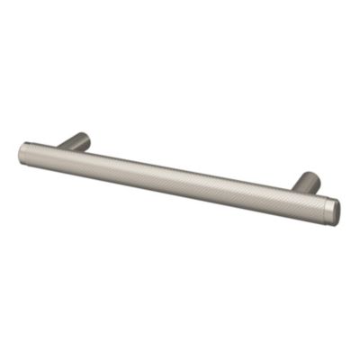 Poignée de meuble en T GoodHome Irus acier effet nickel satin gris l.168mm x l.12mm x H. 35mm entrax