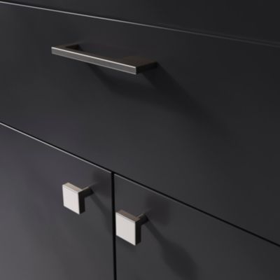 Bouton de meuble carré Skej GoodHome effet nickel Ø3cm