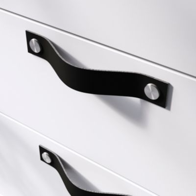 Poignée de meuble nœud GoodHome Hezo cuir et métal satin noir l.153mm x H. 24mm entraxe 128mm