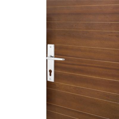 Ensemble poignée sur plaque cylindre rectangulaire Colan effet chromé brillant gris L.106mm x l.39.8