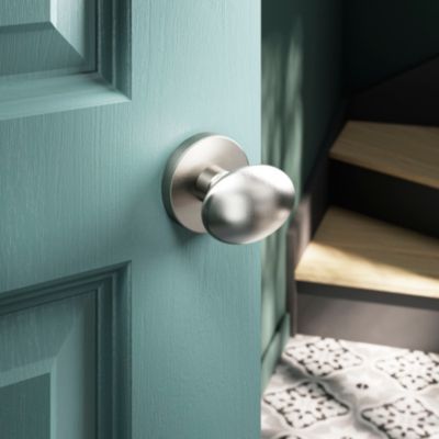 Bouton de porte double ovale GoodHome gris Ø. 65mm x l.45 x H. 66mm