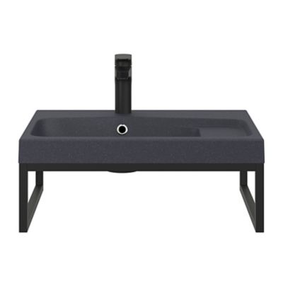 Équerre porte-serviettes pour vasque GoodHome Duala métal noir 60 cm + plan vasque blanc GoodHome Duala 60 cm