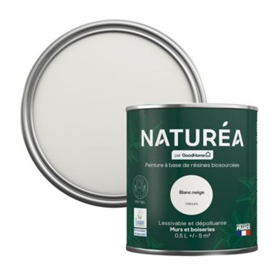 Peinture murs et boiseries Naturéa par GoodHome blanc neige velours 0.5L