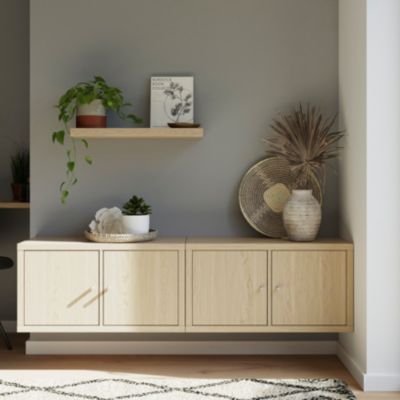 2 Étagères modulables 2 cubes avec 4 portes GoodHome Mixxit effet chêne