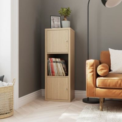 Étagère modulable 3 cubes avec 2 portes GoodHome Mixxit effet chêne