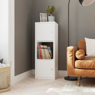 Étagère modulable 3 cubes avec 2 portes GoodHome Mixxit blanc