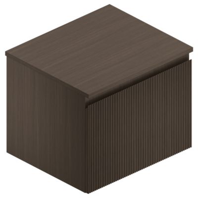 Ensemble l.60 cm Pura meuble sous vasque noyer à  suspendre + Plan de toilette multiplis