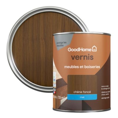 Vernis meubles et boiseries GoodHome mat chêne foncé 750 ml