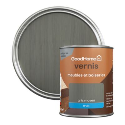 Vernis meubles et boiseries GoodHome mat gris moyen 250 ml