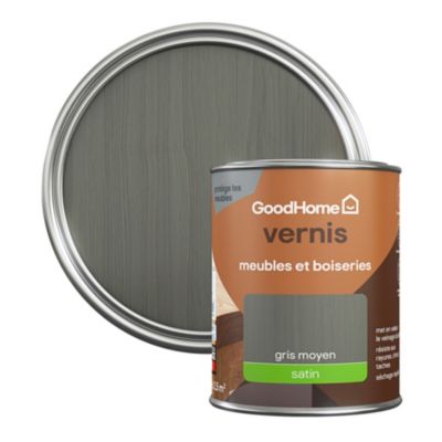 Vernis meubles et boiseries GoodHome satin gris moyen 250 ml