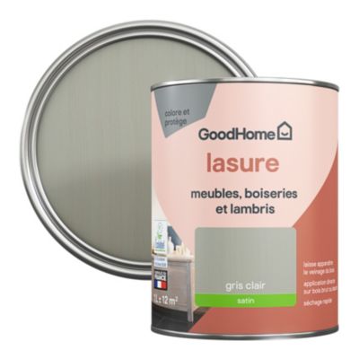 Lasure meubles, boiseries et lambris GoodHome gris clair satin 1L
