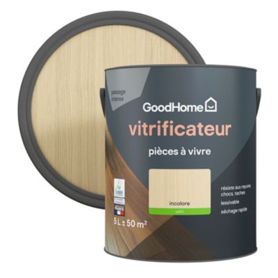Vitrificateur pièces à vivre GoodHome incolore satin 5L