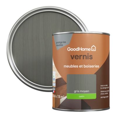 Vernis meubles et boiseries GoodHome satin gris moyen 750 ml