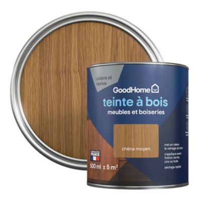 Teinte à bois meubles et boiseries GoodHome chêne moyen 500ml