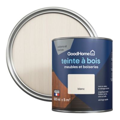 Teinte à bois meubles et boiseries GoodHome blanc 500ml