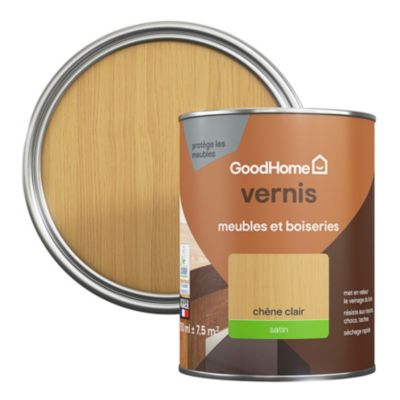 Vernis meubles et boiseries GoodHome satin chêne clair 750 ml