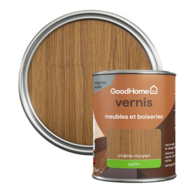 Vernis meubles et boiseries GoodHome satin chêne moyen 250 ml