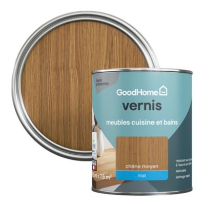 Vernis meubles cuisine et bains GoodHome chêne moyen mat 750 ml