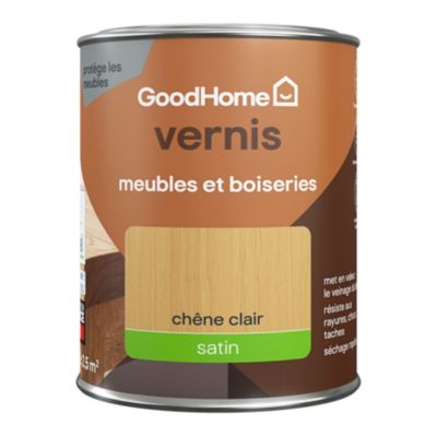 Vernis meubles et boiseries GoodHome satin chêne clair 250 ml