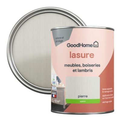 Lasure meubles, boiseries et lambris GoodHome gris pierre satin 1L