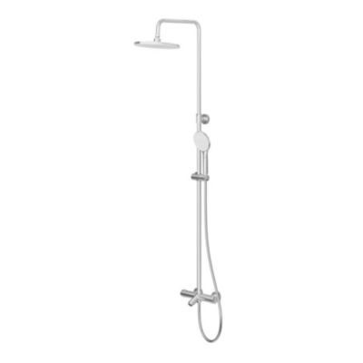 Colonne de bain/douche thermostatique avec pommeau  douchette 3 jets  flexible  barre réglable  chrome  GoodHome Anika
