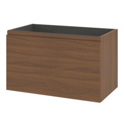 Meuble sous vasque suspendu effet noyer 2 tiroirs l.60 x H.48 x P.45 cm Levanna