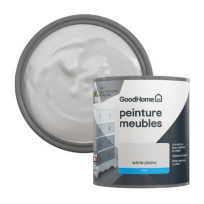Peinture pour meubles bois, mélaminé et métal GoodHome mat gris White Plains 500ml