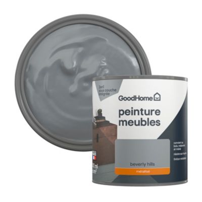 Peinture pour meubles bois, mélaminé et métal GoodHome satin argent Beverly Hills 500ml