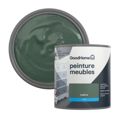 Peinture pour meubles bois, mélaminé et métal GoodHome mat vert Ballina 500ml
