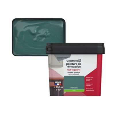Peinture multisupport multi-matériaux GoodHome satin vert Milltown 750ml