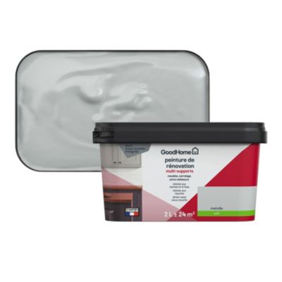 Peinture multisupport multi-matériaux GoodHome satin gris Melville 2L