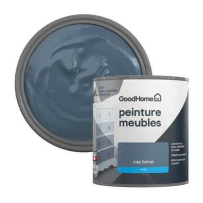 Peinture pour meubles bois, mélaminé et métal GoodHome mat bleu Cap Benat 500ml