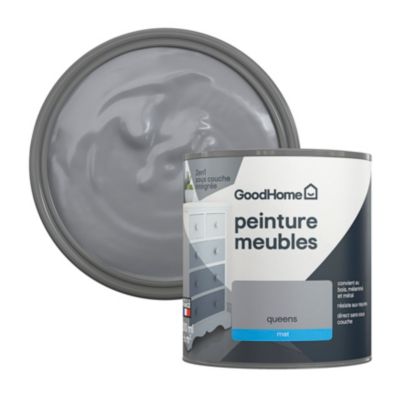 Peinture pour meubles bois, mélaminé et métal GoodHome mat gris Queens 500ml