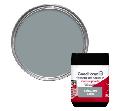 Peinture multisupport multi-matériaux GoodHome satin gris Delaware 70ml