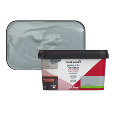Peinture multisupport multi-matériaux GoodHome satin gris Brooklyn 2L