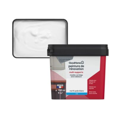 Peinture multisupport multi-matériaux GoodHome mat blanc blanc North Pole 750ml