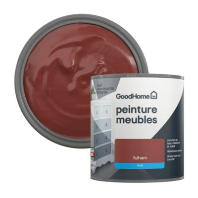 Peinture pour meubles bois, mélaminé et métal GoodHome mat rouge Fulham 500ml