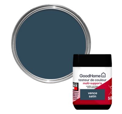 Peinture multisupport multi-matériaux GoodHome satin bleu Vence 50ml