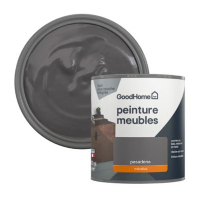 Peinture pour meubles bois, mélaminé et métal GoodHome satin argent Pasadena 500ml