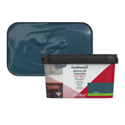 Peinture multisupport multi-matériaux GoodHome satin bleu Antibes 2L