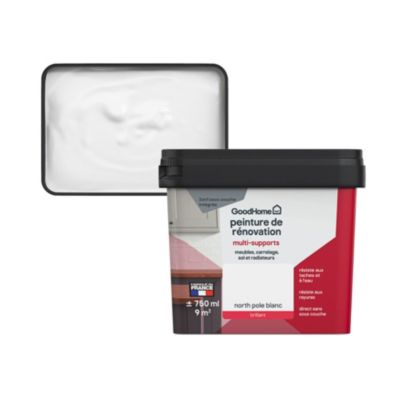 Peinture multisupport multi-matériaux GoodHome brillant blanc blanc North Pole 750ml