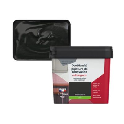 Peinture multisupport multi-matériaux GoodHome satin noir Liberty noir 750ml