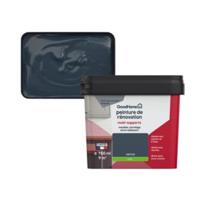 Peinture multisupport multi-matériaux GoodHome satin bleu Vence 750ml