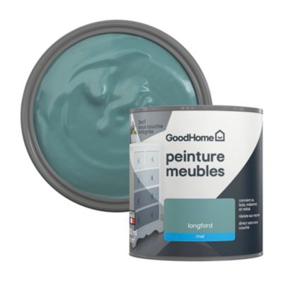 Peinture pour meubles bois, mélaminé et métal GoodHome mat vert Longford 500ml