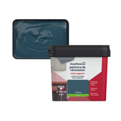 Peinture multisupport multi-matériaux GoodHome satin bleu Antibes 750ml