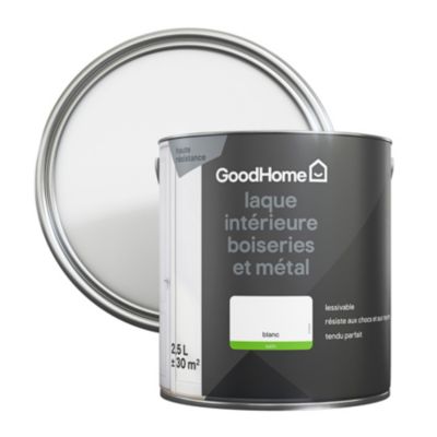 Peinture métal et bois GoodHome satin blanc 2,5L