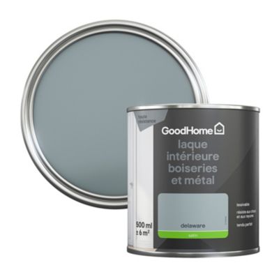 Peinture métal et bois GoodHome satin gris Delaware 500ml